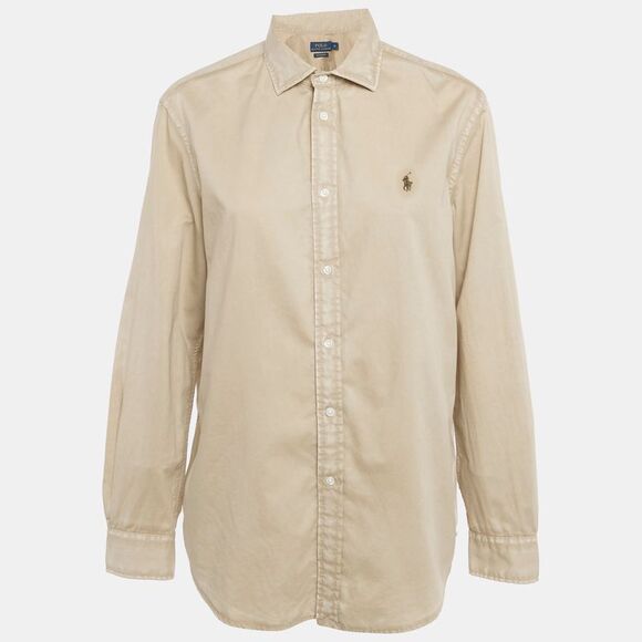 Polo Ralph Lauren Beige Logo Embroidered Cotton Relaxed Fit Shirt Xl